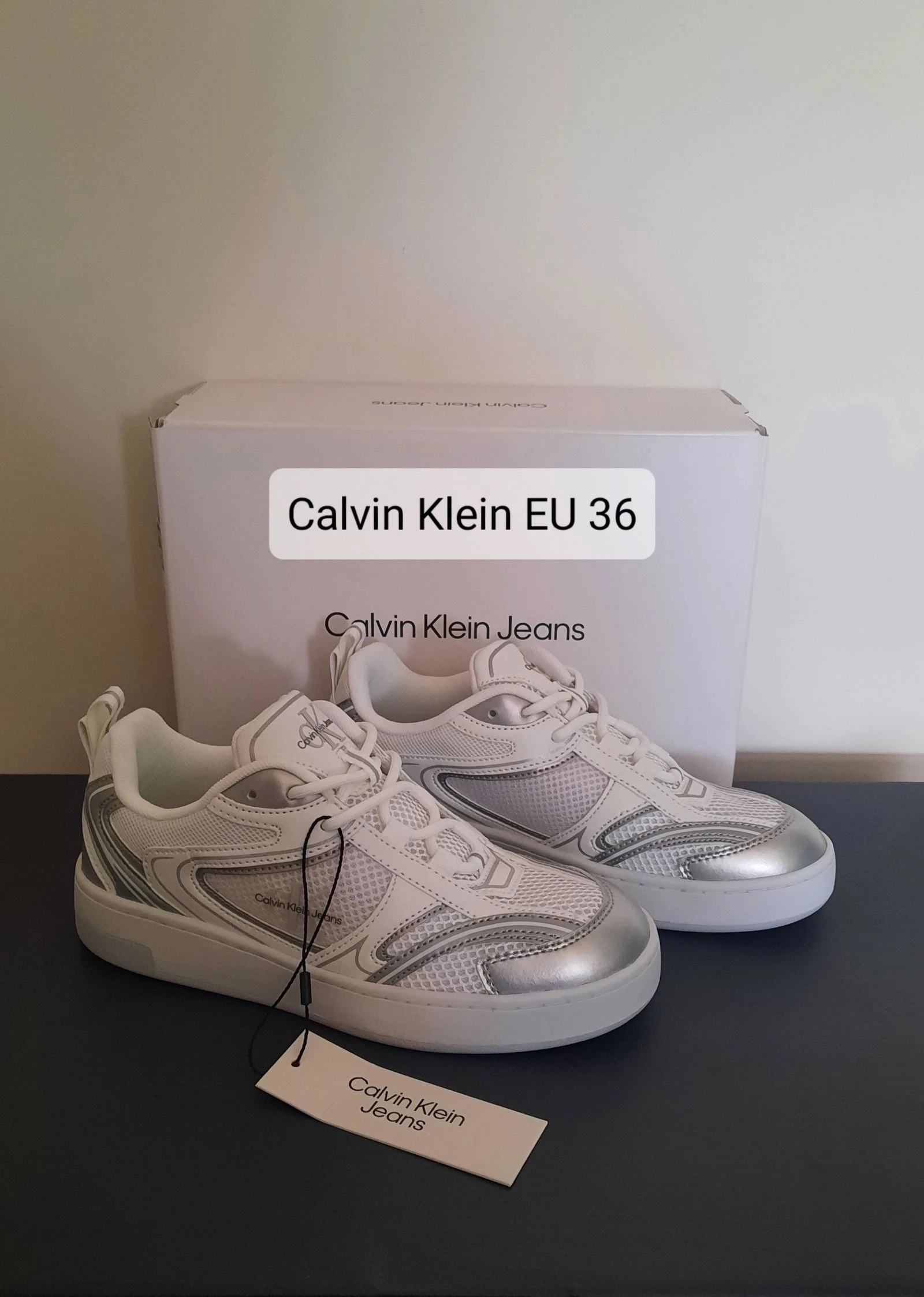 Tênis unissex branco com prata Calvin Klein novo tamanho 36 – photo 2